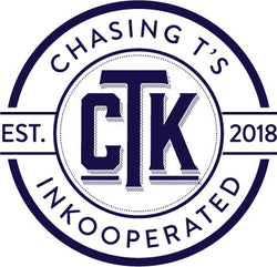 Chasing T's Inkooperated's white and navy circular logo that reads 